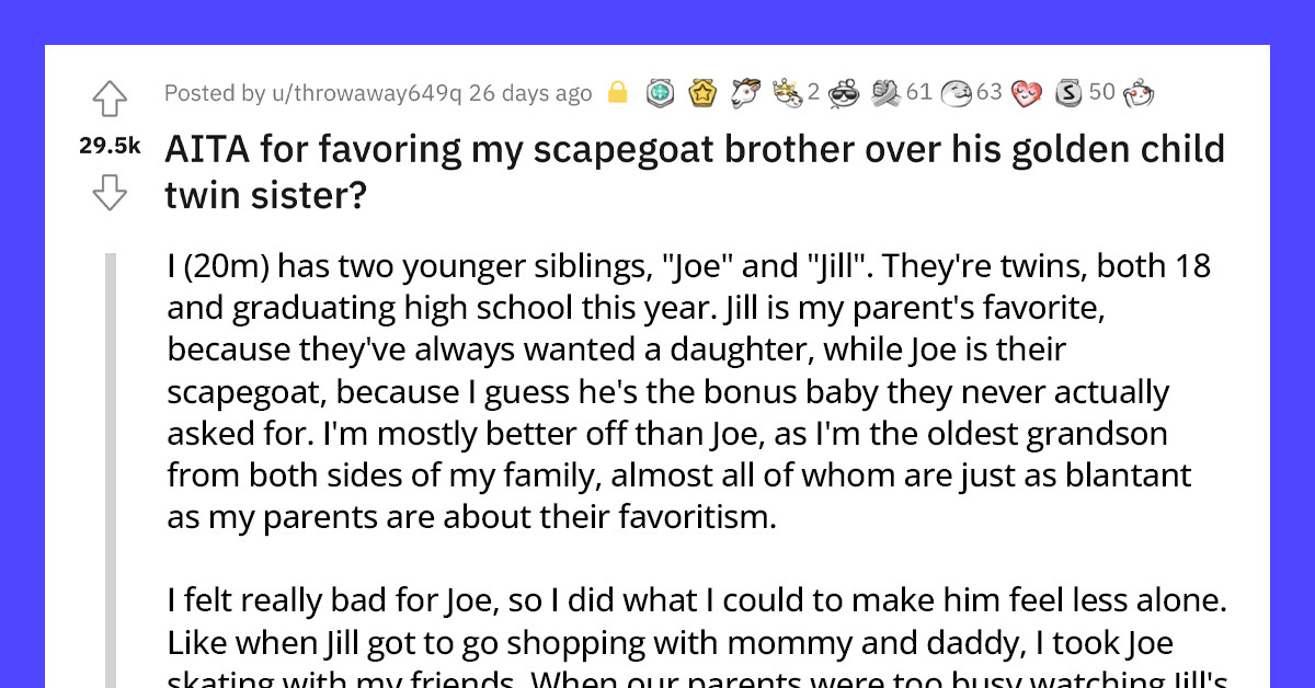 Sibling Rivalry Ensues After The Eldest Helped His Neglected Sibling Look For A Job And Refused To Do The Same For Their "Golden Child" Sister