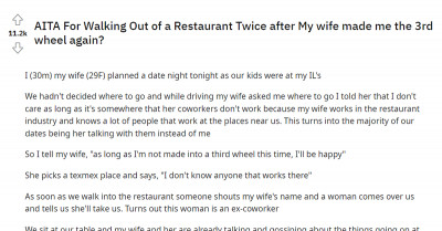 Redditor Walks Out Of A Restaurant On Date Night After His Wife Subjects Him To Third-Wheeling Again
