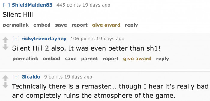 The survival-horror game Silent Hill was among Time's top 100 horror games.