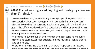 Woman Asks If She Was Wrong For Not Wearing A Wedding Ring And Making Her Colleague Think She Is Single
