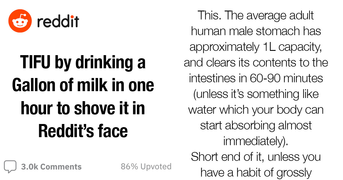 Man Drinks A Whole Gallon Of Milk In Just An Hour To Prove A Point In Reddit But Things Did Not Go The Way He Expected