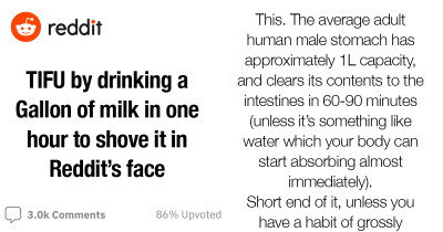Man Drinks A Whole Gallon Of Milk In Just An Hour To Prove A Point In Reddit But Things Did Not Go The Way He Expected