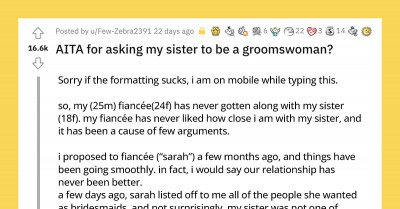 Bride Locks Herself In The Bathroom After Learning Her Fiancé Plans On Asking His Sister To Be A Groomsman At Their Wedding