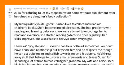 Dad Refuses To Let His Stepson Come Home After He Destroyed His Stepsister's Entire Book Collection