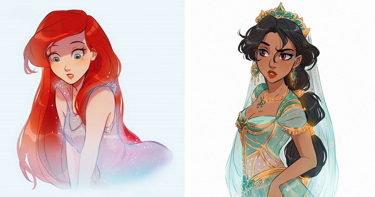 Disney Heroines Reimagined in Various Worlds and Environments
