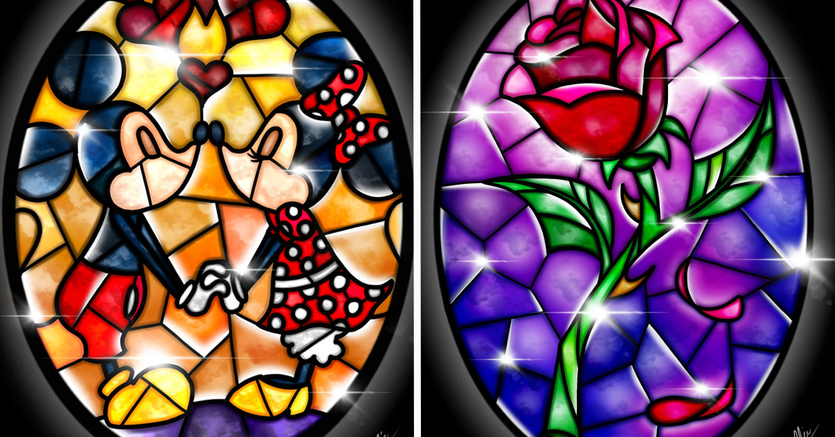 This Disney Fan Created Stained Glass Art Illustrations Featuring 20 Beloved Disney Characters & Scenes