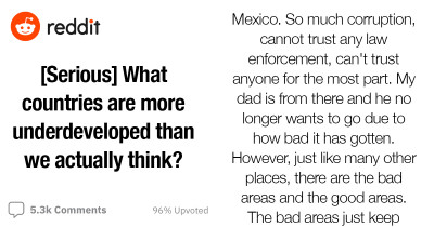 Reddit Users Share Which Countries Are More Underdeveloped Than Most Of Us Realize
