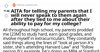 Redditor Cuts Ties With Parents After Finding Out They're Paying For His Sister's Tuition After They Refused To Pay For His