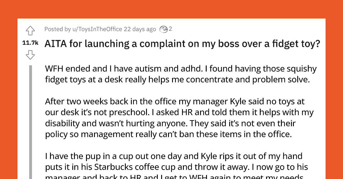 Cruel Manager Gets Himself Suspended After Forcefully Yanking A Fidget Toy From An Autistic Employee Who Also Has ADHD