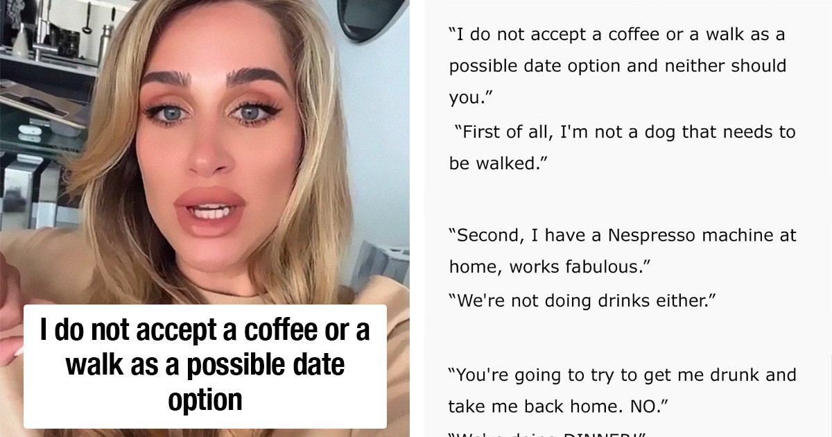 Influencer Mocked By Internet Because She Stated That Coffee Or Walks Are Unacceptable First Date Options