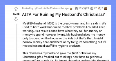 Stay-At-Home Mom Realizes She Married A Man-Child After He Had A Massive Tantrum Over A "Cheap" $180 Christmas Gift