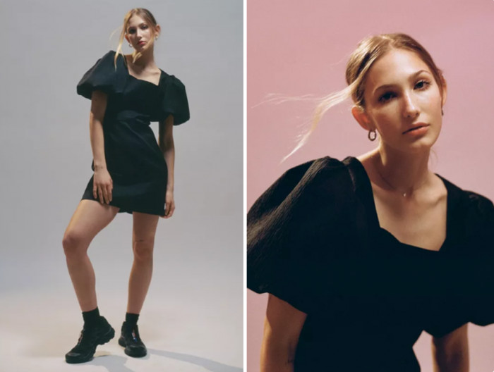 3. Choose a mini dress with puffy sleeves if you want to achieve that punk princess look.