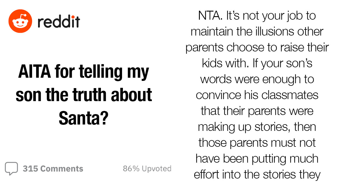 Parent Gets Blasted For Telling His Son The Truth About Santa