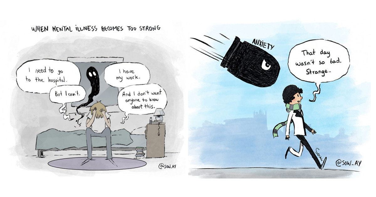 30+ Illustrations That Accurately Depict The Hidden Experiences Of Mental Illness