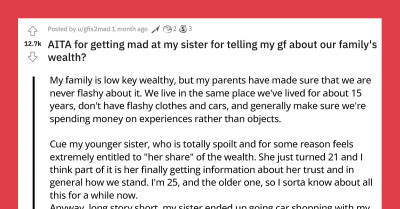 Spoiled Sister's Luxury Car Shopping Opens A Discussion About Wealth Inequality And Entitlement Between A Reddit User And His Girlfriend