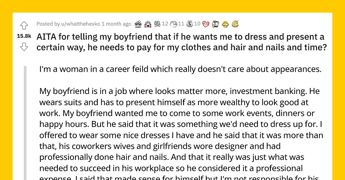 Woman Tells Her Boyfriend That If He Wants Her to Play the Expensive Role of a Corporate Wife at His Business Dinners, He Should Pay for All Expenses and Her Time