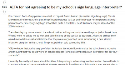 Teen Girl Refuses To Be Her School's Sign Language Interpreter, And Now She Wonders If She Acted Selfishly