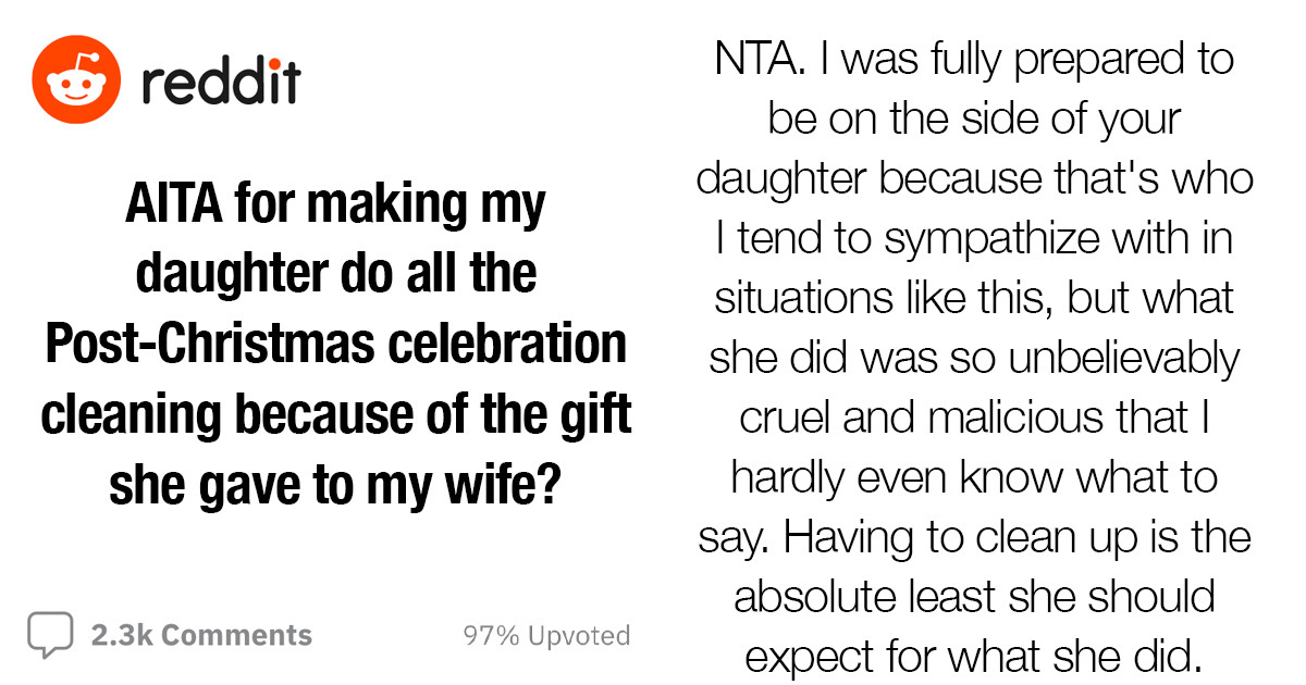 Dad Makes His Daughter Clean After Christmas Celebration As A Punishment For A Gift She Gave To Her Stepmother