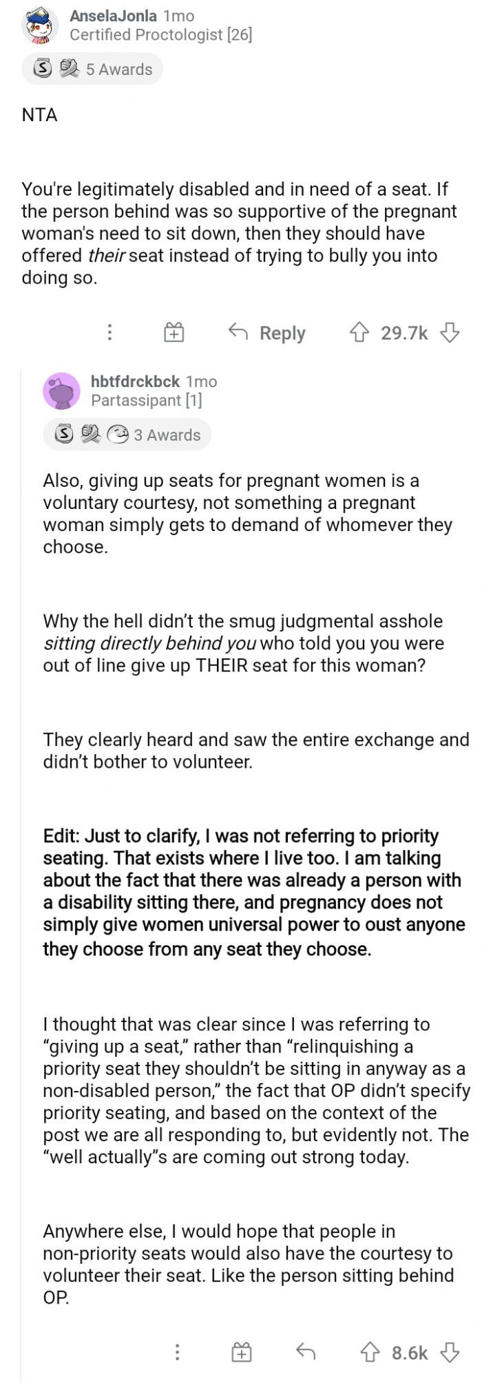 4. If they were so concerned, they should be the ones giving up their seats.