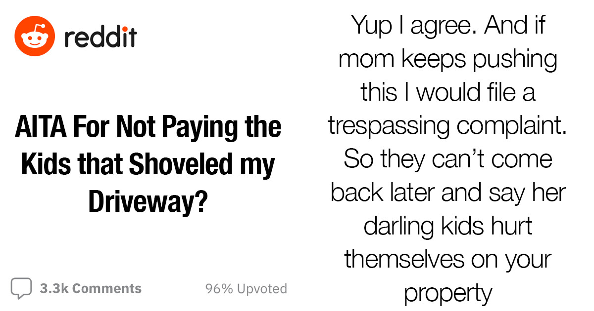 Reddit Users Rally Around A Woman Who Refused To Pay Neighborhood Kids For Shoveling Her Driveway
