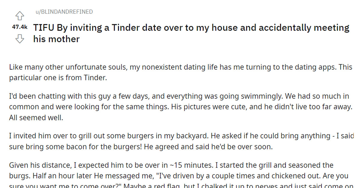 Woman Invites A Tinder Date To Her Home For BBQ, And He Brings His Mother's Ashes In A Vial So She Could "Meet" Her