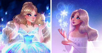 Digital Artist from France Shows Off Her Incredible Skills by Sharing Vibrant, Colorful Illustrations of Disney Characters