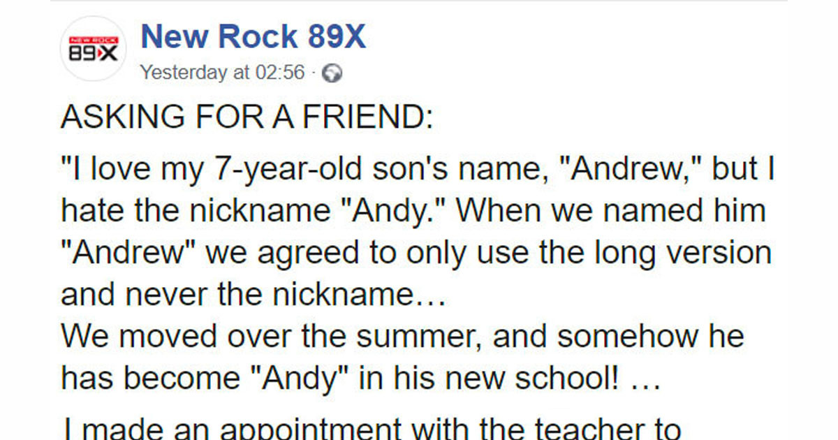 Mom Gets Mad That Son's Teacher And Classmates Call Him 'Andy' Instead Of Andrew And Gets Roasted