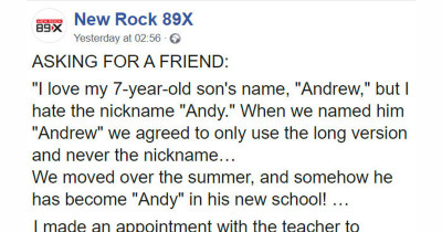 Mom Gets Mad That Son's Teacher And Classmates Call Him 'Andy' Instead Of Andrew And Gets Roasted