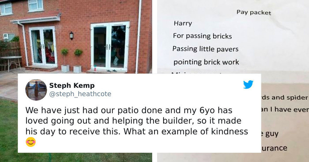 6-Year-Old Helps Out His Family's Builder So The Builder Gives Him A 'Pay Packet' To Reward Him