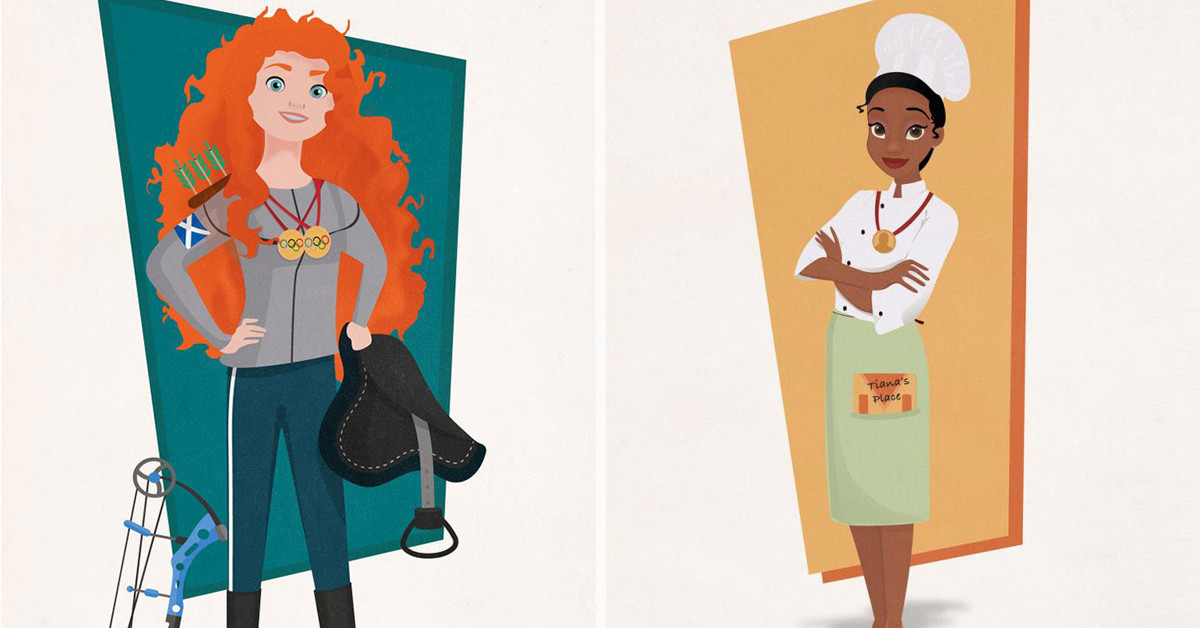 See How An Illustrator Portrays Disney Princesses As Modern-Day Professionals