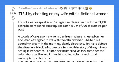 Man Shares A Funny Story Of How He Got Into Trouble By Cheating On His Wife With A Fictional Character In Her Dream