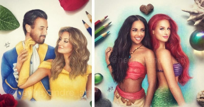 Artist Visualizes Celebrities as Disney Characters in These 17 Amazing Illustrations