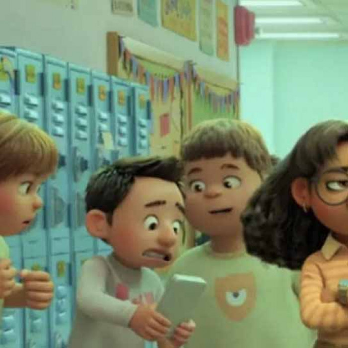 23. A student at Mei's school can be seen wearing a shirt with a monster from Monsters, Inc. on it.