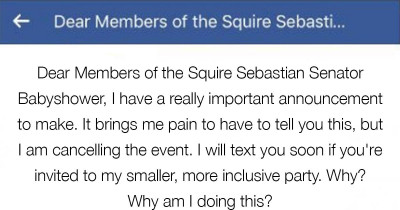 Mother Cancels Baby Shower After A Friend Makes Fun Of Her Son's Name