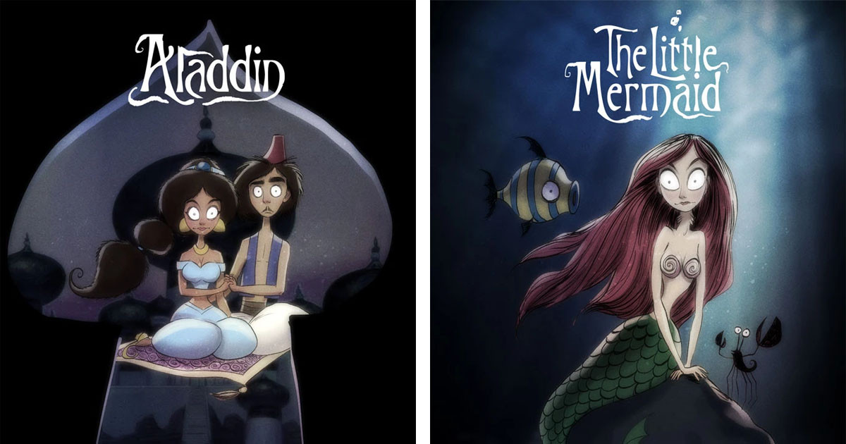 Artist Reimagines Iconic Disney Movies in the Tim Burton Style