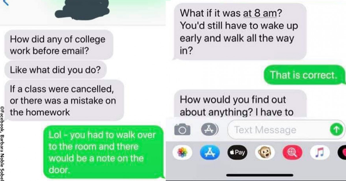 Mom Explains to Son What Life Was Like Before the Internet in a Hilarious Texting Exchange