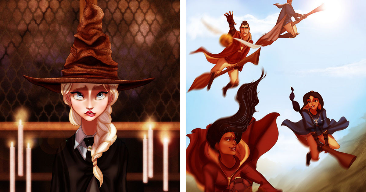 Artists Reimagine Disney Princesses in Harry Potter's Wizarding World Universe