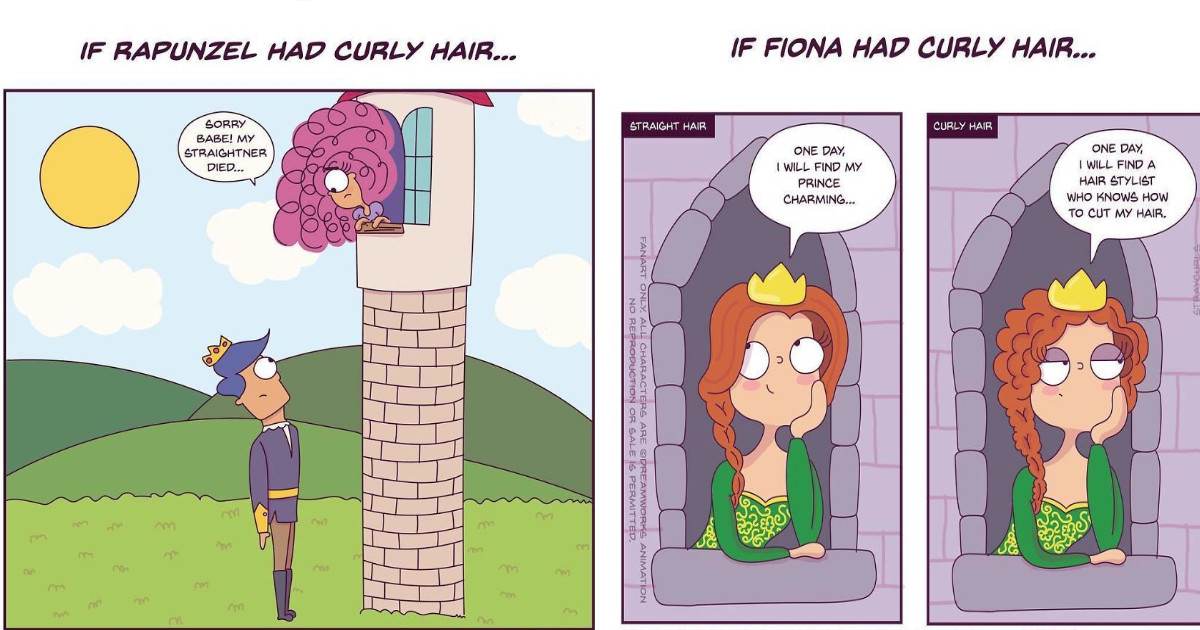 This Artist Perfectly Sums Up What It's Like To Have Curly Hair By Putting Disney Characters In Her Shoes