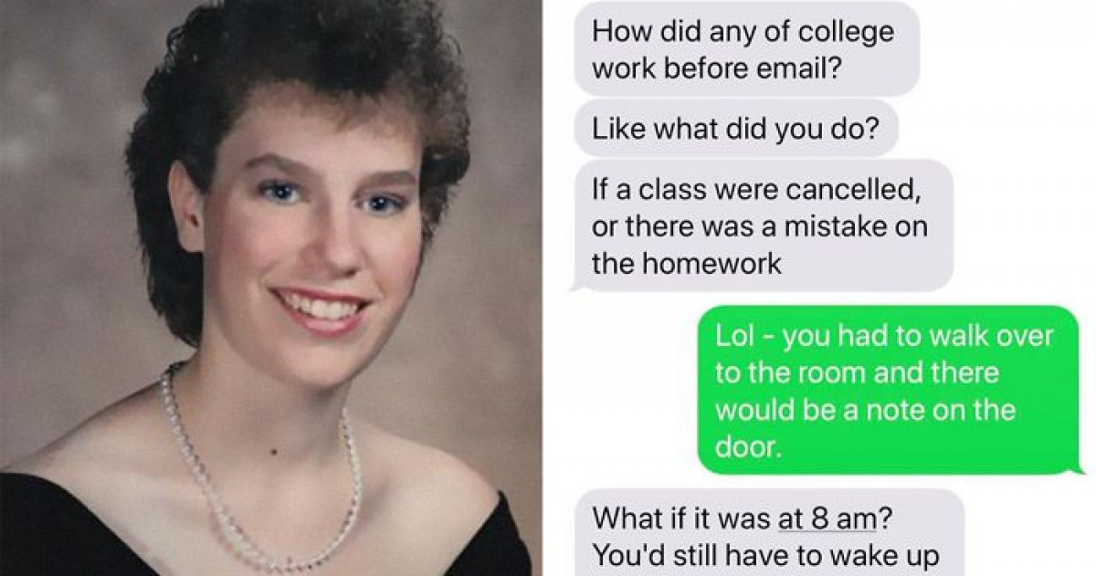 College Student Texts His Mother About How She Survived Her Own College Experience Without E-mail, The Internet & Smartphones