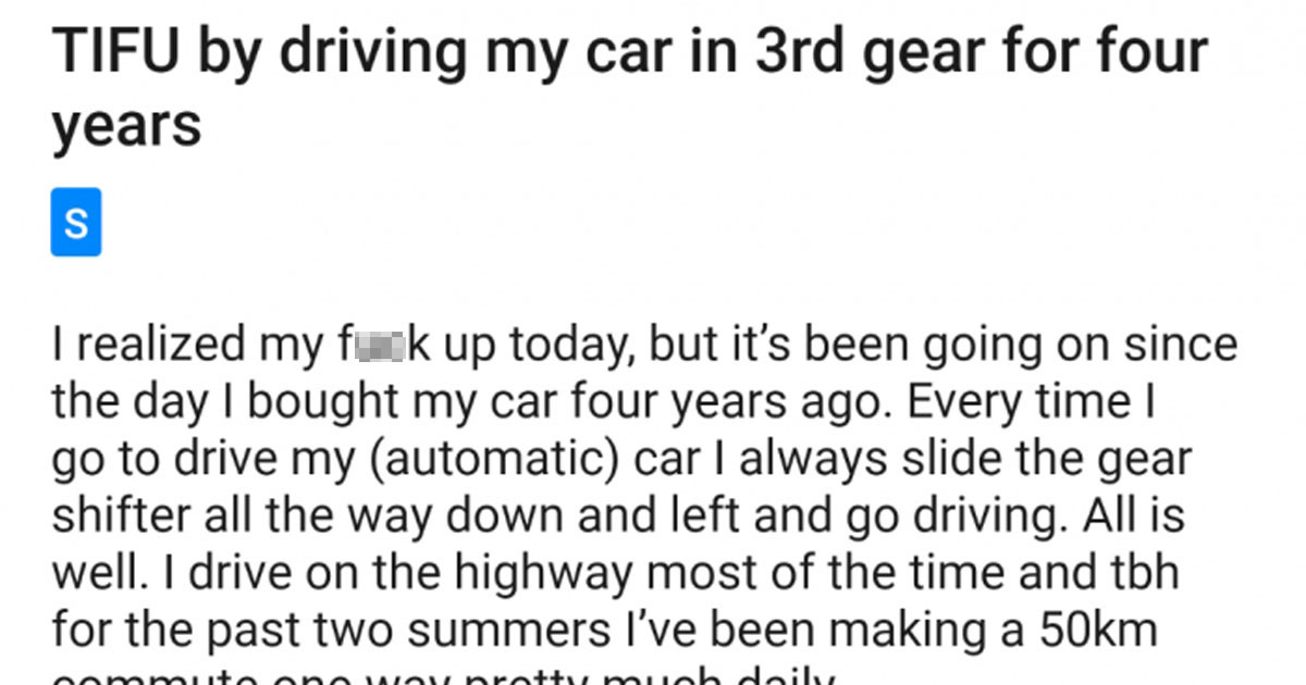 Woman Found Out That She Has Been Driving The Car In The Wrong Gear For The Past Four Years
