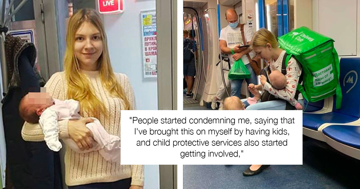 Mother Goes Viral After Being Snapped Taking Her Kids With Her To Work As A Food Delivery Courier