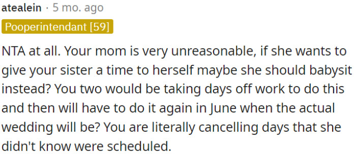 OP is essentially canceling plans she didn't even know were scheduled.