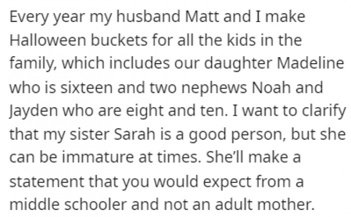 OP and his husband Matt have a wonderful tradition of making Halloween buckets for all the kids in the family