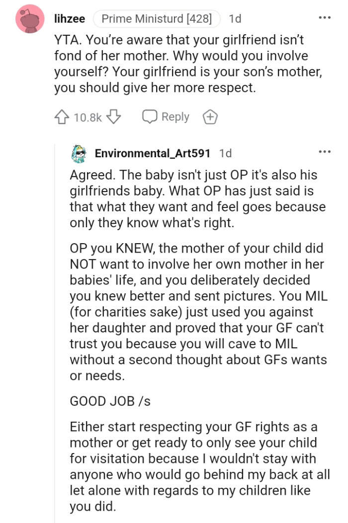 The OP ought to give more respect to his son's mom