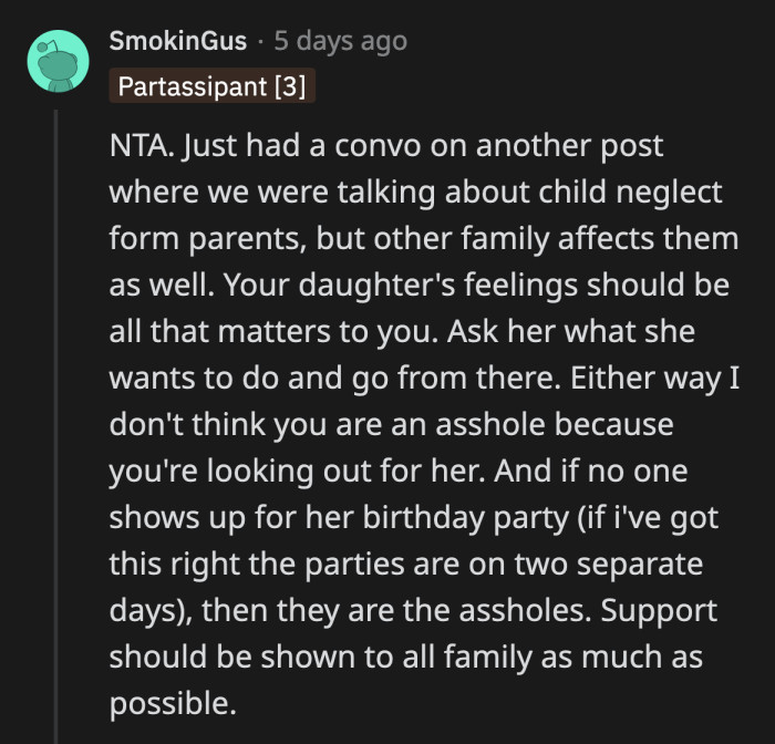 OP's only concern is her daughter's happiness. She owes them nothing after the way they talked to her.