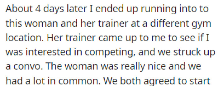 OP ran into this woman later and she met her, too