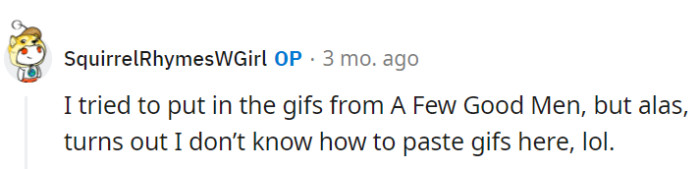 OP's wit still shines through!