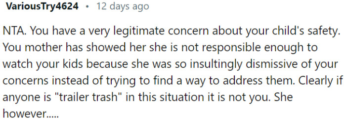 OP's concern for her child's safety is entirely valid