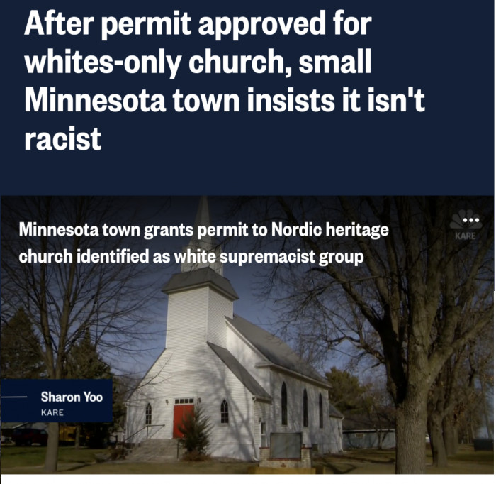 After permit approved for whites-only church, small Minnesota town insists it isn't racist