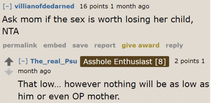 A few Redditors want the OP to hit her mom below the belt.